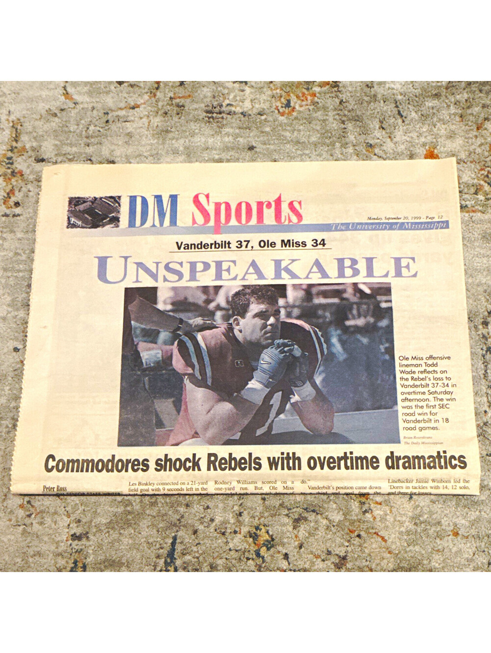 The Daily Mississippian DM Sports Sept 20 1999 Vanderbilt 37 Ole Miss 34 P34